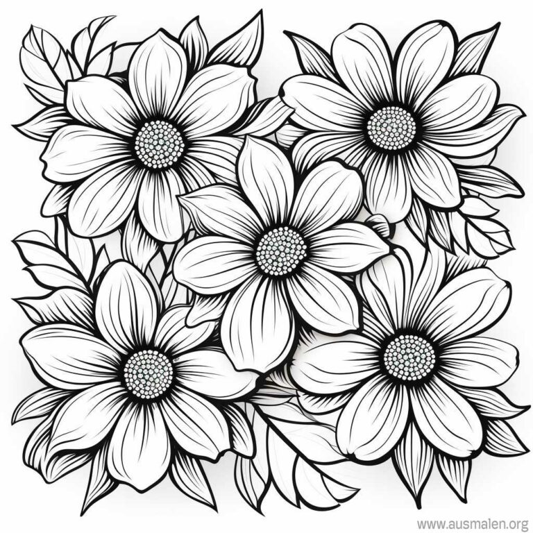  Ausmalbilder Blumen zum Ausdrucken - Kostenlose Malvorlagen Illustration 
