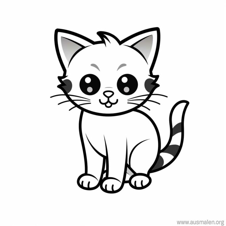  Ausmalbilder Katzen zum Ausdrucken - Kostenlose Malvorlagen Motiv 
