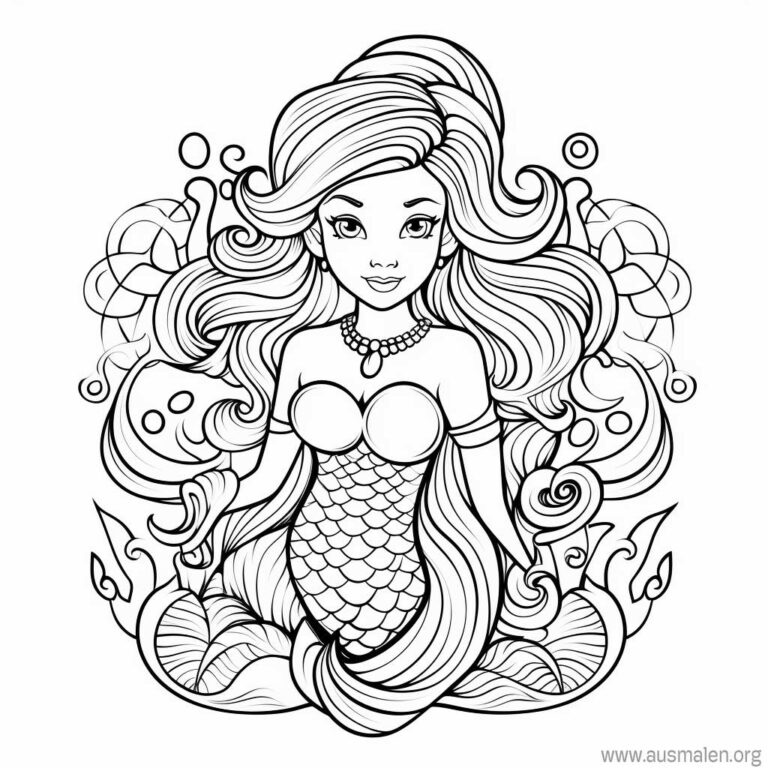  Ausmalbilder Meerjungfrau zum Ausdrucken - Kostenlose Malvorlagen 