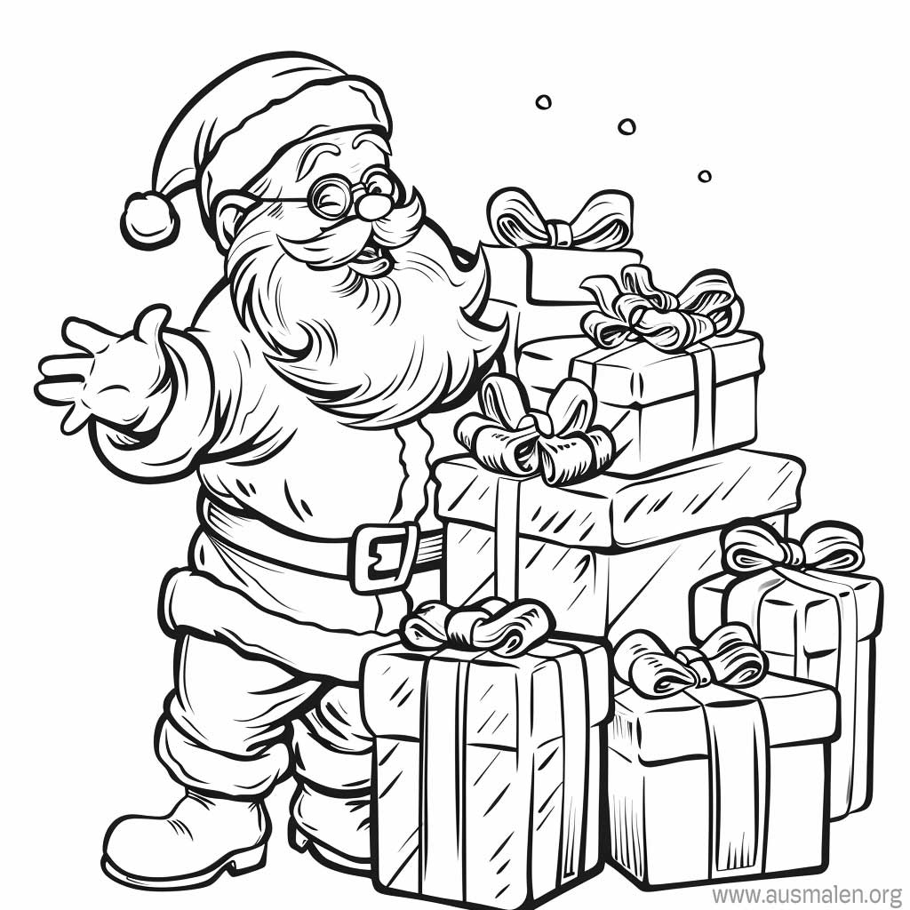  Ausmalbilder Weihnachtsmann zum Ausdrucken - Kostenlose Malvorlagen Motiv 